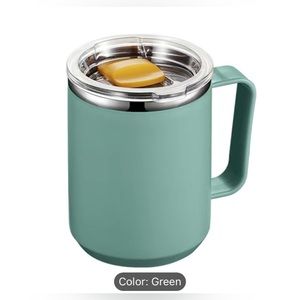 Green 450ml/15oz Insulated Mug With Handle, Shatterproof Stainless Steel